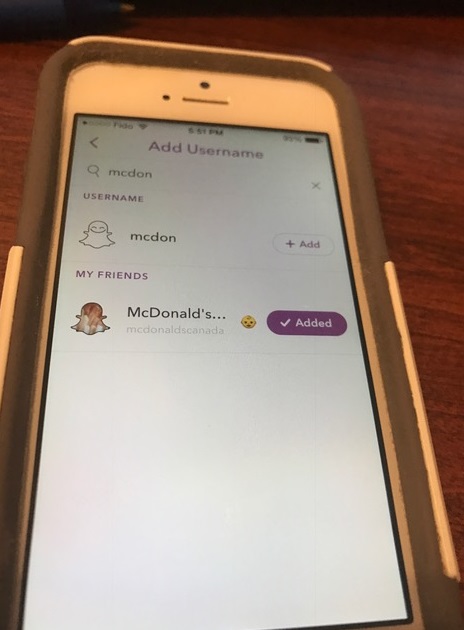 McDonald's Canada on SnapChat