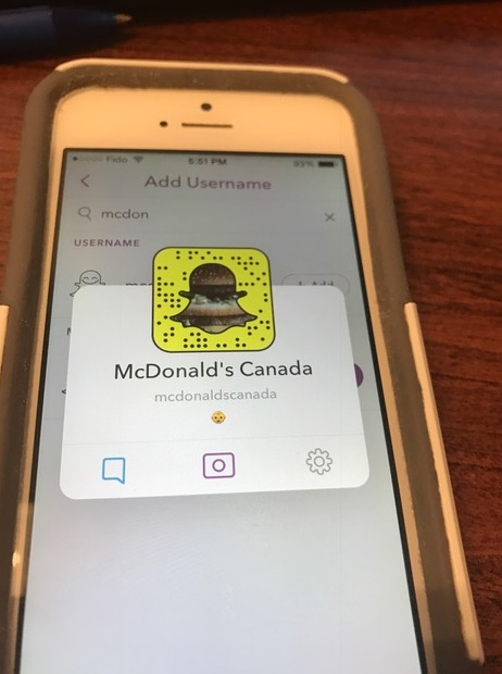 McDonald's Canada on SnapChat