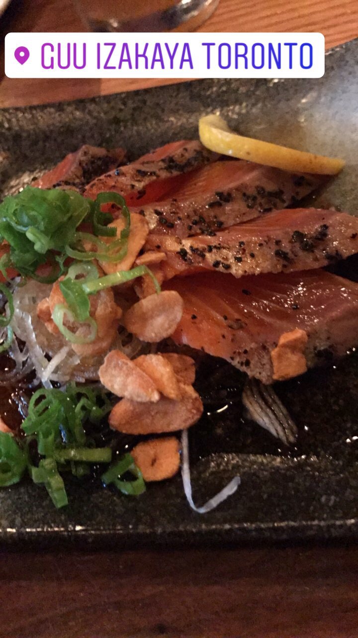 Smoked seared salmon sashimi