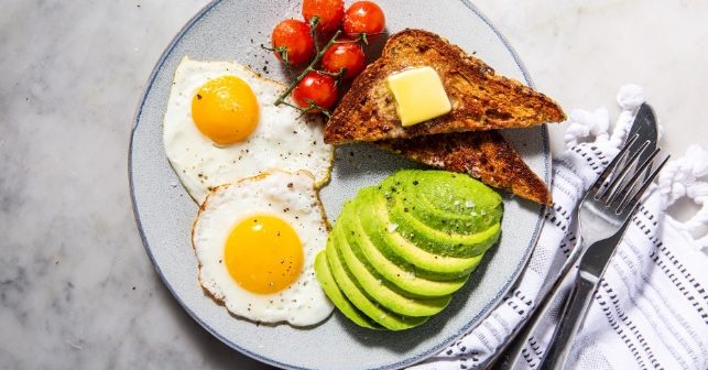 Power Breakfast with fried eggs
